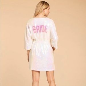 Used Hayley Paige Iridescent Sequin BRIDE Robe Size Large Cheval JLM Couture